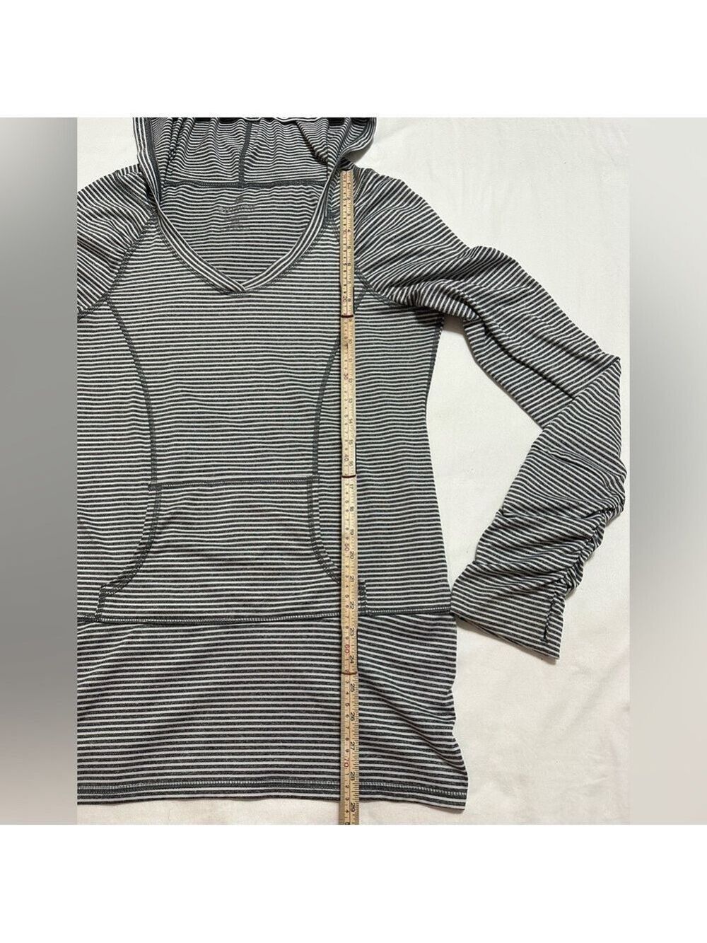 WOMEN’S 90 DEGREE BY REFLEX BLUE & WHITE STRIPED ATHLETIC V-NECK HOODIE SIZE XL - Picture 5 of 10